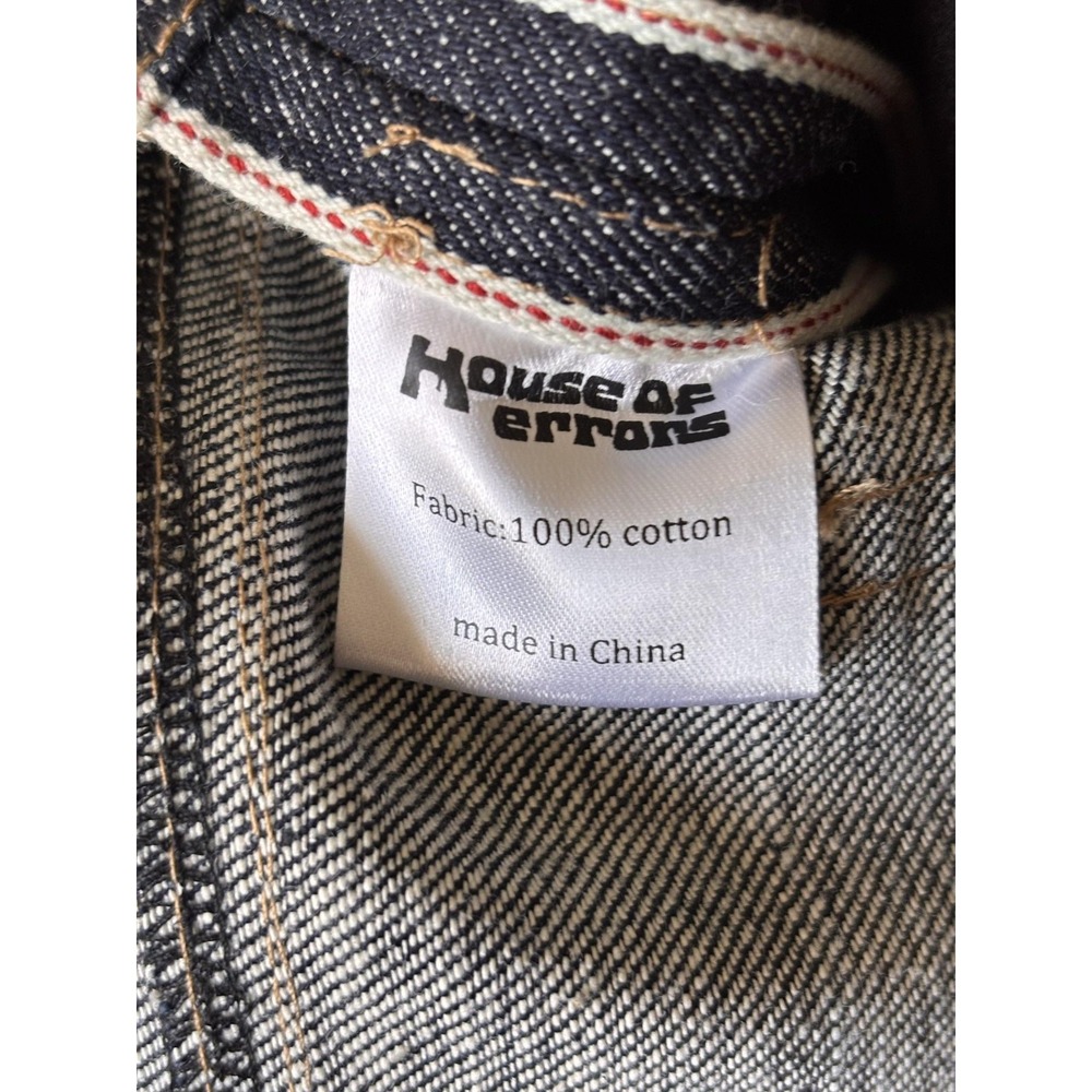 House Of Errors Jeans Mens 40x30 Blue Melting Leather Selvedge Denim Wide Leg - Picture 8 of 11